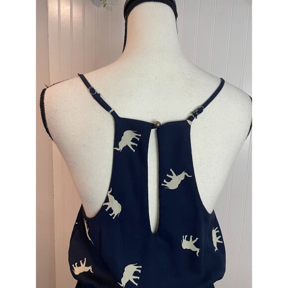 Everly Navy Sleeveless Dress With Elephant Print & Adjustable Straps Size S - Picture 6 of 13
